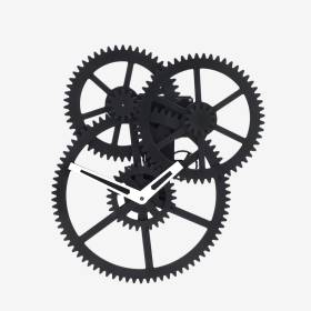 Reloj De Pared Triple Engranaje Negro